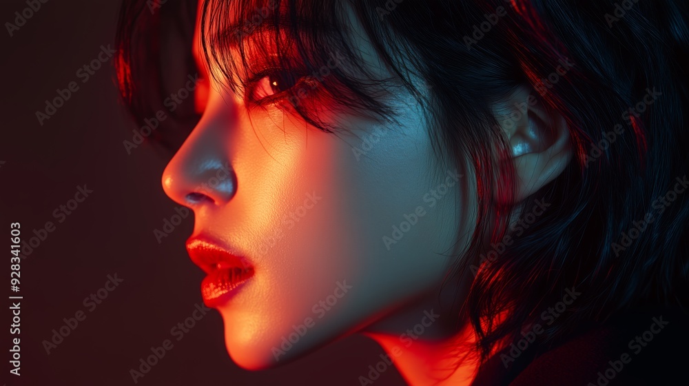 Portrait of a woman with dramatic lighting in a creative photography setting Portrait of a woman with dramatic lighting in a creative photography setting