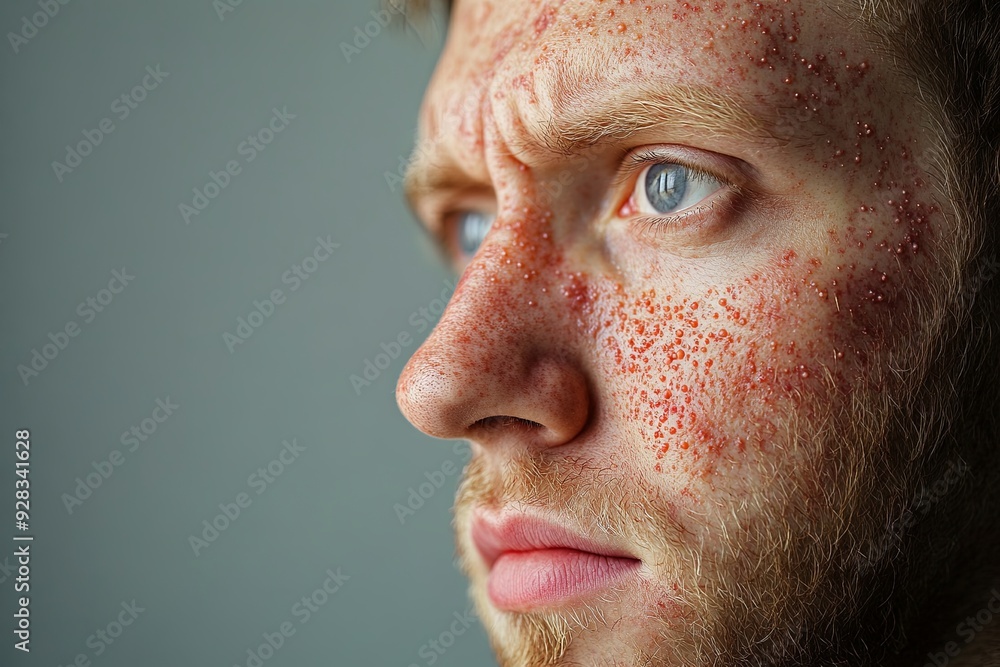 Fototapeta premium A man with a red face and a beard