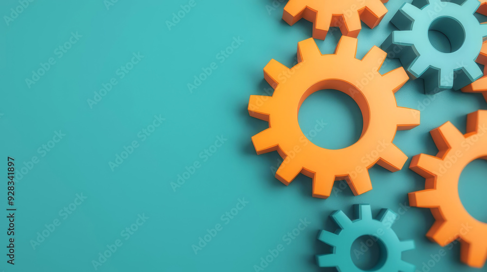 Interlocking gears, indicating seamless coordination, 3D illustration Interlocking gears, indicating seamless coordination, 3D illustration