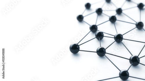 Nodes connected by lines, representing coordination networks, 3D illustration