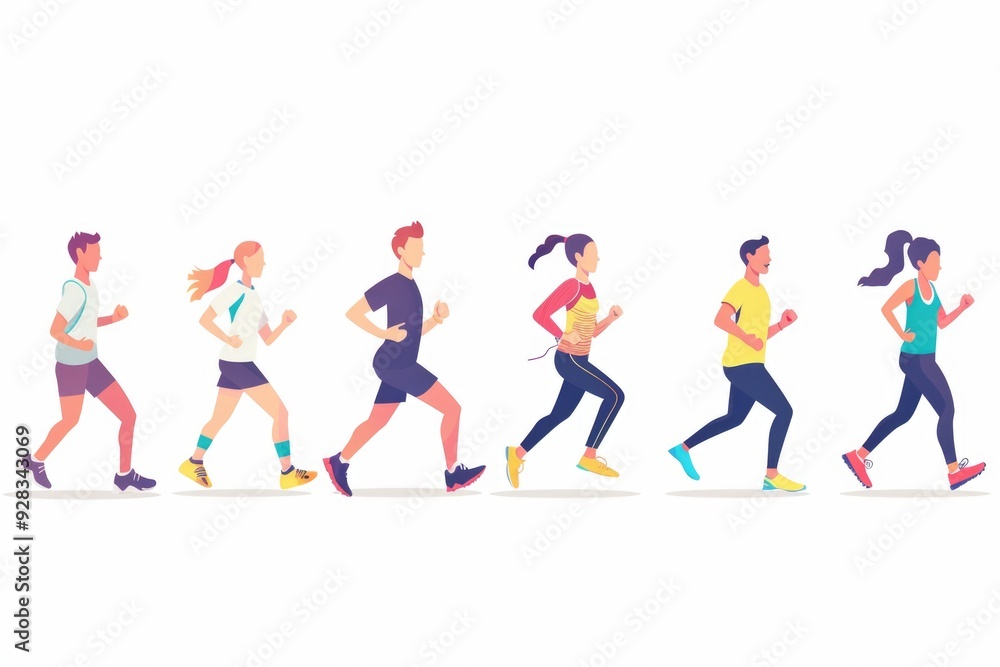 Group of people moving together in a straight line, possibly in an athletic or team-building event Group of people moving together in a straight line, possibly in an athletic or team-building event