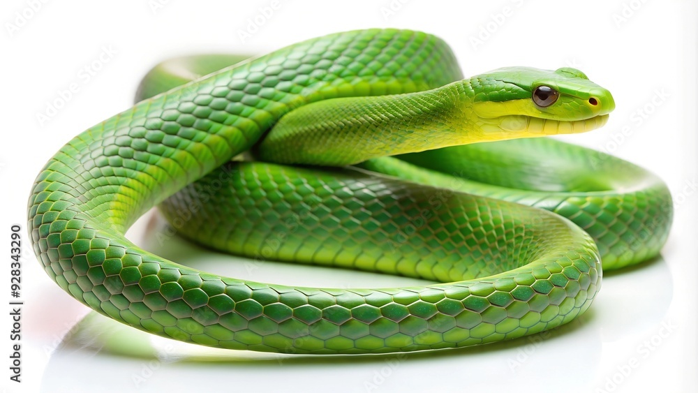 green snake on white background green snake on white background