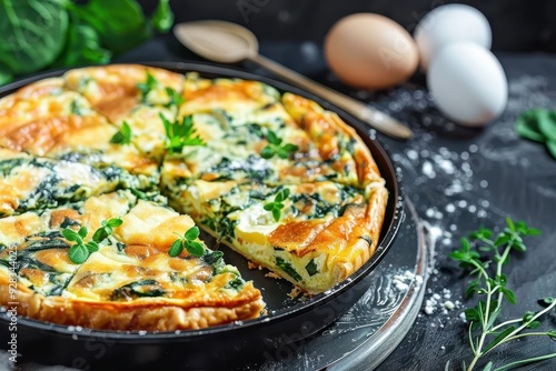 Cheesy herbed eggs with spinach in different styles