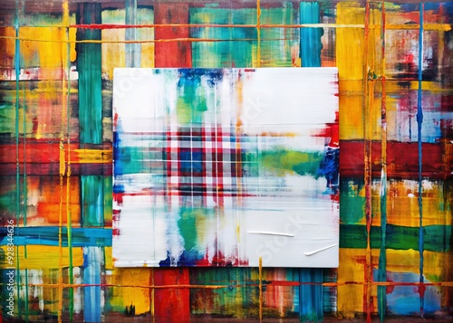 Abstract Expressionist Plaid: White as canvas, bold plaids, freeform brushstrokes, modern, abstract