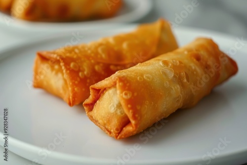 Chinese spring rolls on plate