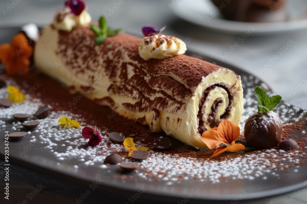 Chocolate and chestnut cream rolled sponge Chocolate and chestnut cream rolled sponge