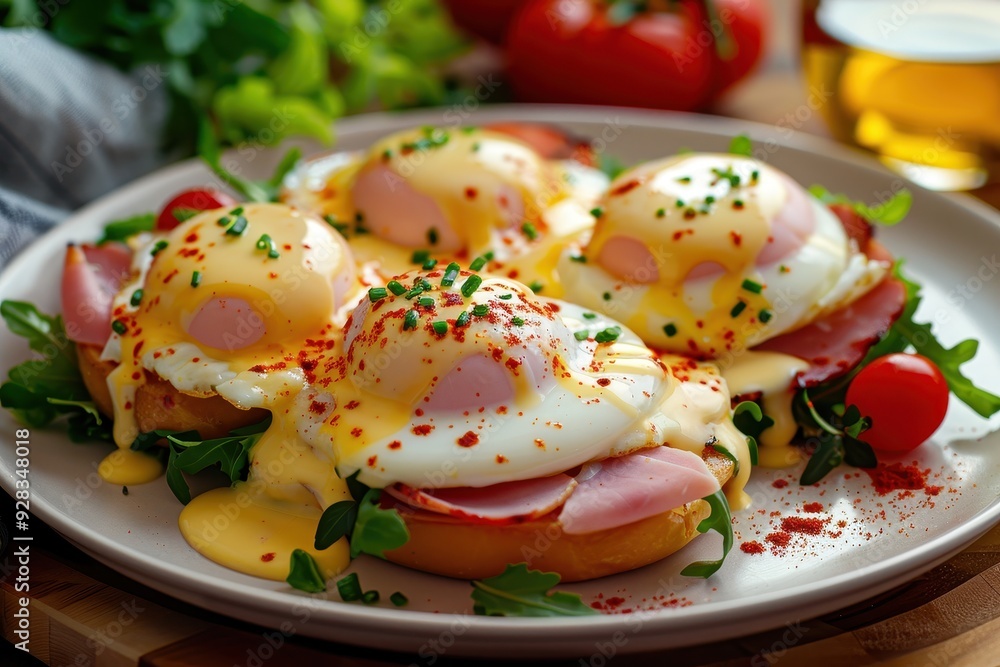Classic eggs Benedict with ham Classic eggs Benedict with ham