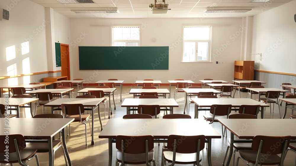 Empty Modern Classroom With White Interactive Board Empty Modern Classroom With White Interactive Board