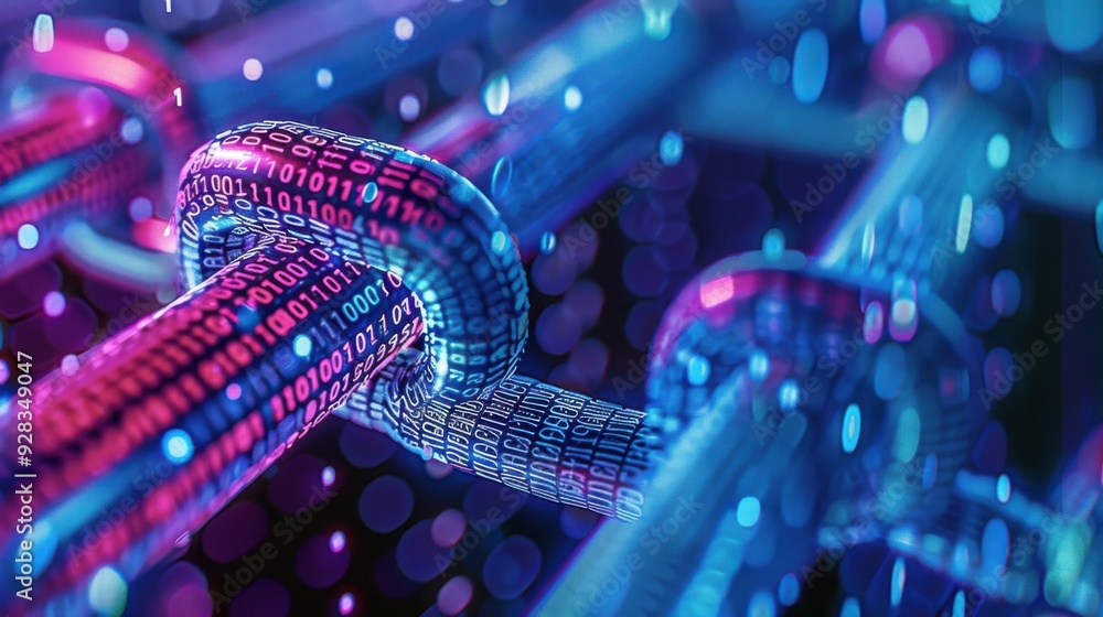 Digital Chain with Binary Code Digital Chain with Binary Code