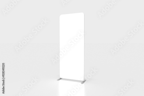 Totem Fabric Display Stand Sketch. Advertising Panel Isolated on White Background. View of a 3D Three-dimensional Illustration Model of a Poster Display Stand. 80x200 cm