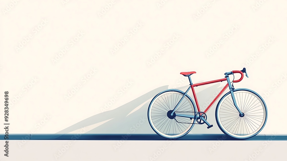 Fototapeta premium Simple clean vector illustration of a bicycle leaning against a wall on white background