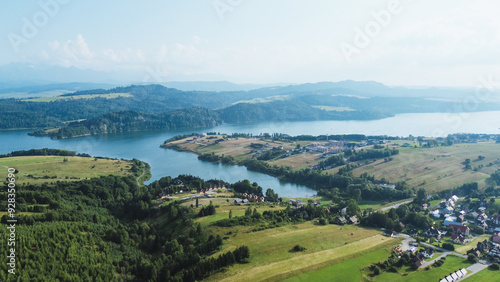 Lake Czorsztyn and countryside from above