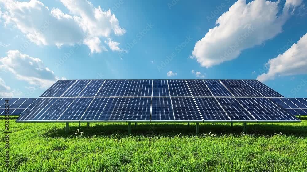 Video of solar panel under the sunlight in the hills with green fields. Video of solar panel under the sunlight in the hills with green fields.