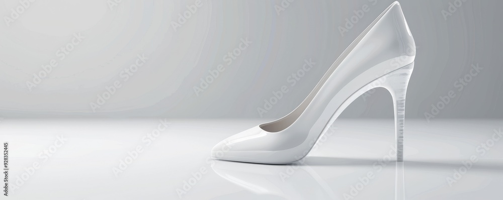 White high-heeled shoe on white background, 4K hyperrealistic photo White high-heeled shoe on white background, 4K hyperrealistic photo