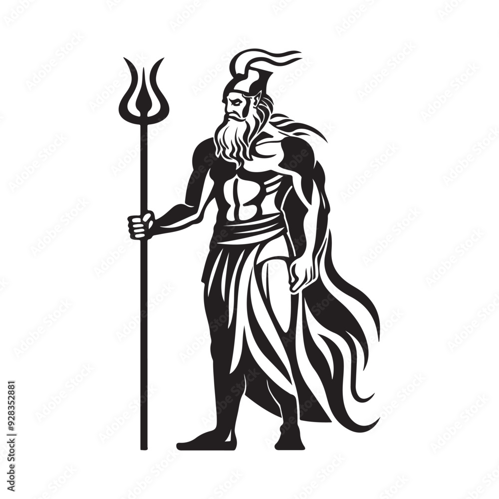 Triton god logo image vector. Greek mythology images vector. Triton god logo image vector. Greek mythology images vector.