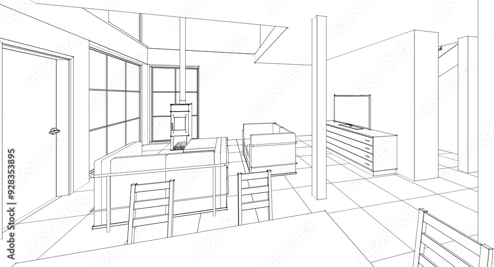 interior kitchen living room 3d illustration
interior kitchen living room 3d illustration