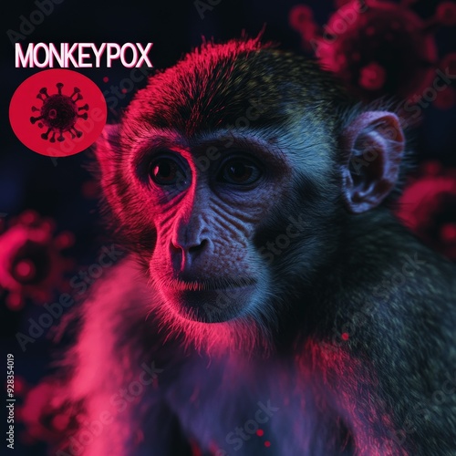 Wallpaper Mural Monkeypox virus with its zoonotic origin represented by a monkey Torontodigital.ca