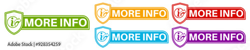 Set collections trendy colorful  more info icon. Helpful information sign labels design template Vector illustration