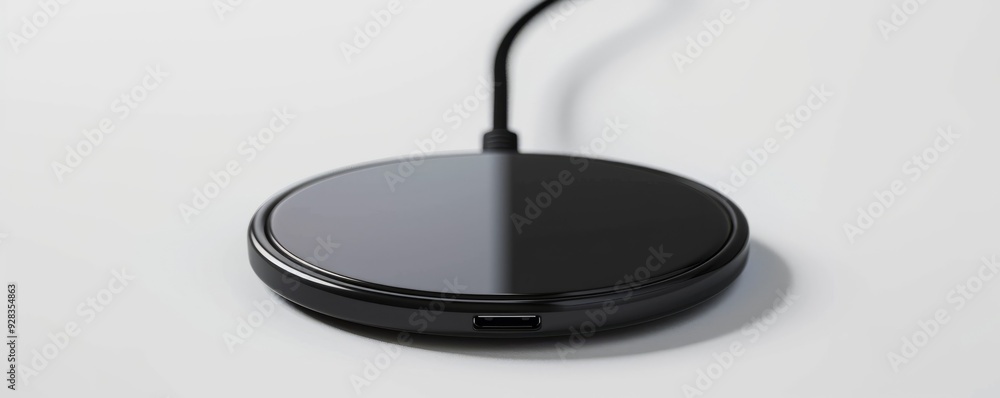 Modern wireless charger on white background, 4K hyperrealistic photo Modern wireless charger on white background, 4K hyperrealistic photo