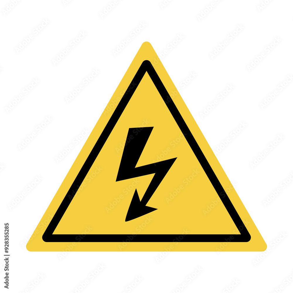 Danger warning board icon. Caution and dangerous area. Yellow sign for safety, hazard shock. Keep out caution warning and risk zone. cartoon illustration