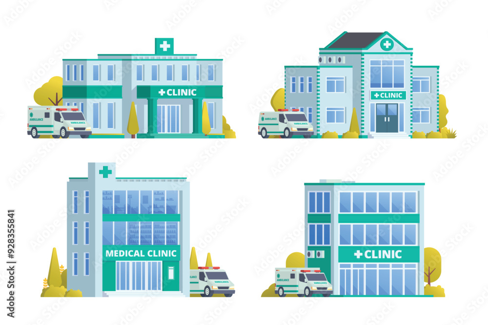 Vector illustration element of medical clinic building flat design ...