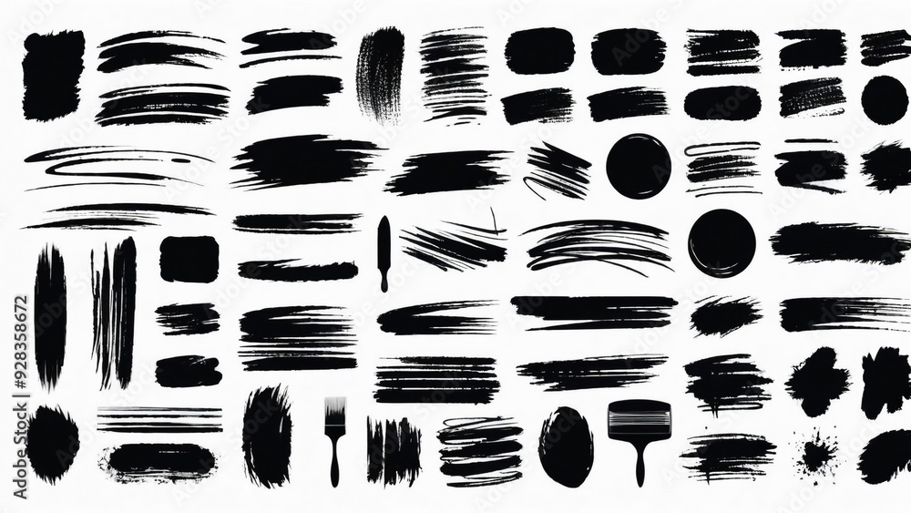 a collection of black inks with a white background. a collection of black inks with a white background.