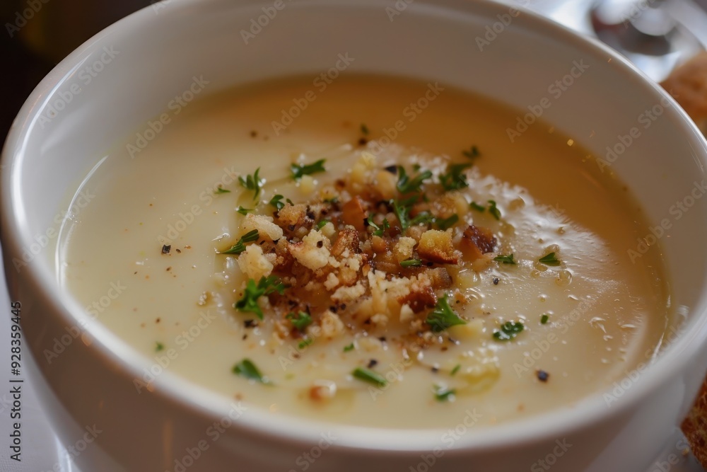 Creamy celery root soup with chestnut crumble and grissini Creamy celery root soup with chestnut crumble and grissini