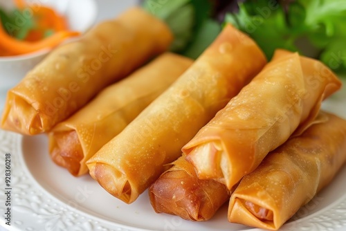 Crispy spring rolls on a plate