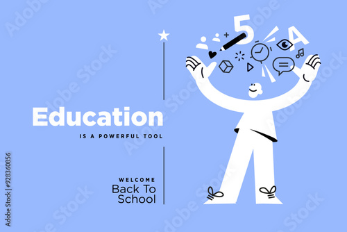 Education. Vector illustration banner of education, learning, back to school, online course and training, distance education and e-learning.