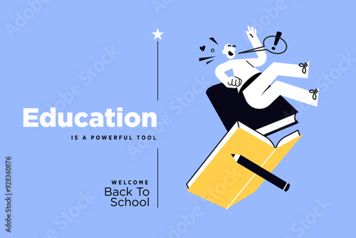 Education. Vector illustration banner of education, learning, back to school, online course and training, distance education and e-learning.