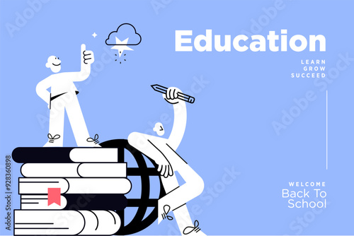 Education banner. Vector illustration of education, learning, back to school, online course and training, distance education and e-learning.
