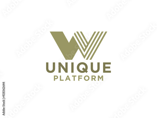 Line Initial Letter W Logo. Flat Vector Logo Design Template Element.