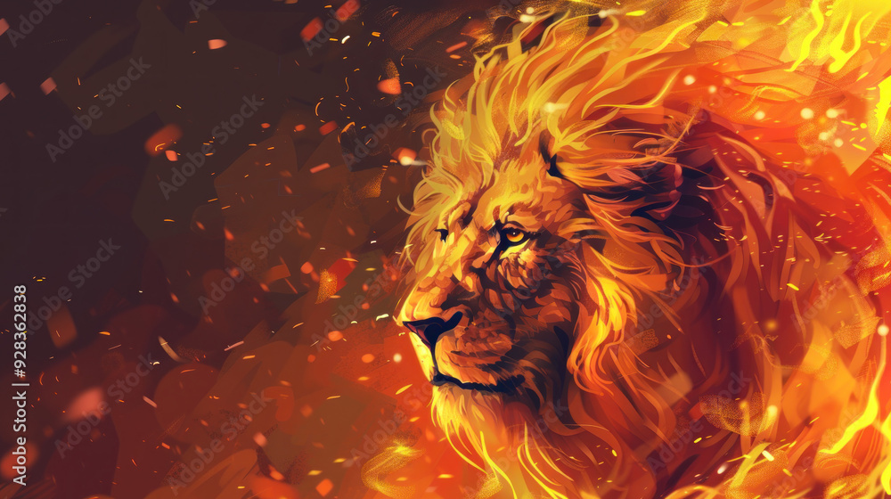 Naklejka premium fiery lion