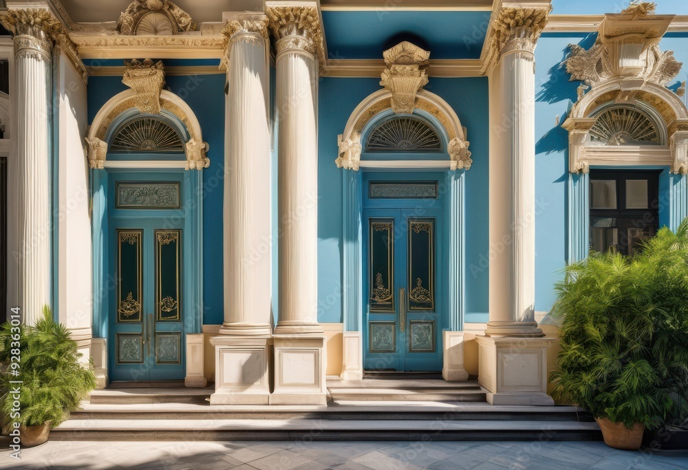 Obraz premium exquisite neoclassical building facades showcasing architectural elegance timeless design elements, architecture, style, symmetry, columns, ornamentation