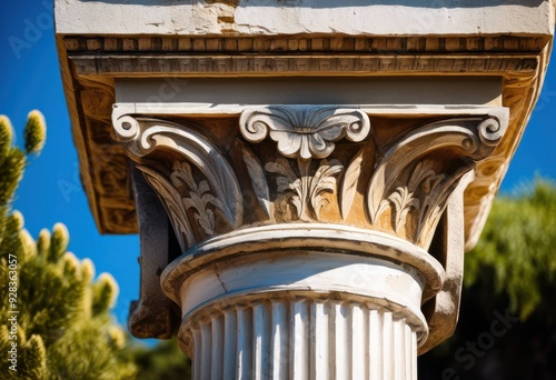 exploration traditional greek column designs featuring corinthian styles detailed patterns architectural elements, ancient, architecture, columns, doric, ionic photo