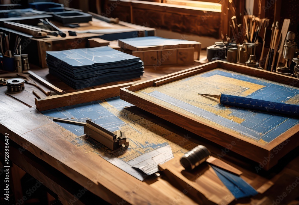 detailed architectural blueprints displayed wooden drafting table intricate designs precise measurements, architecture, plans, layout, engineering, structure detailed architectural blueprints displayed wooden drafting table intricate designs precise measurements, architecture, plans, layout, engineering, structure