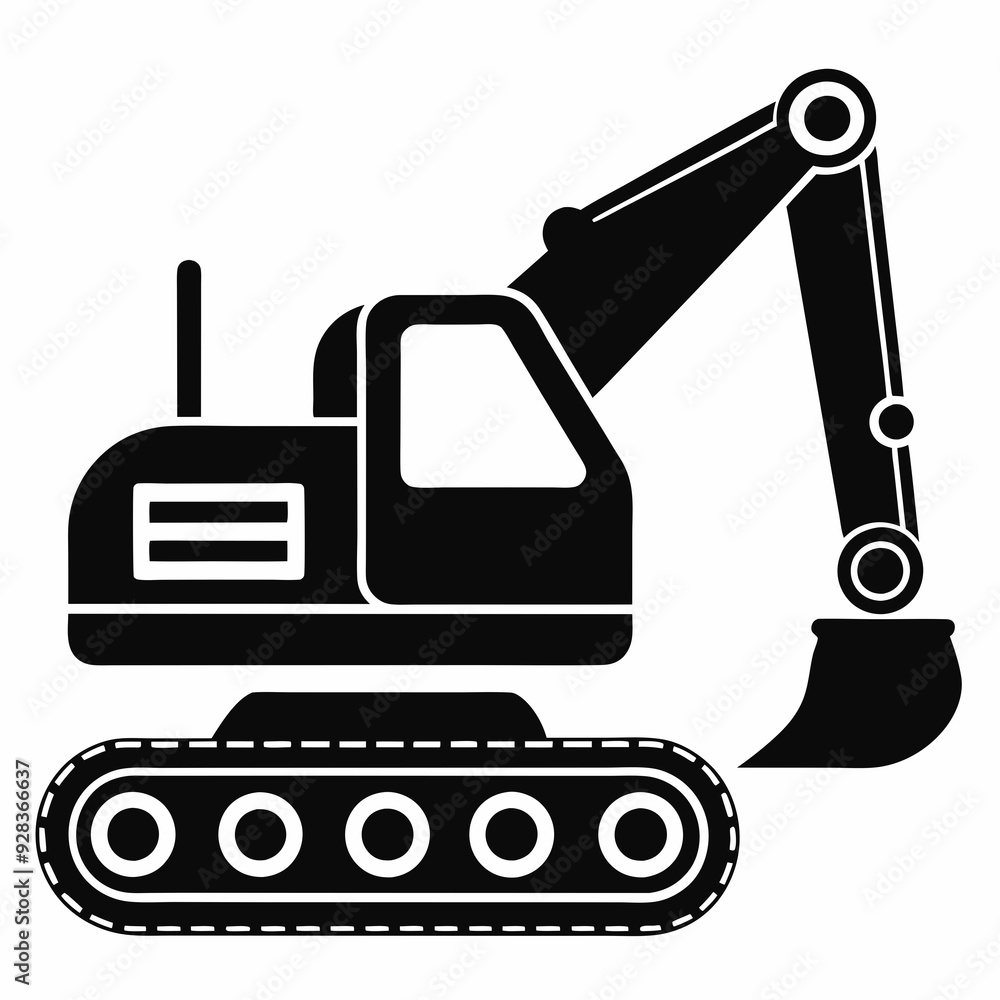 Excavator Black silhouette Excavator Black silhouette