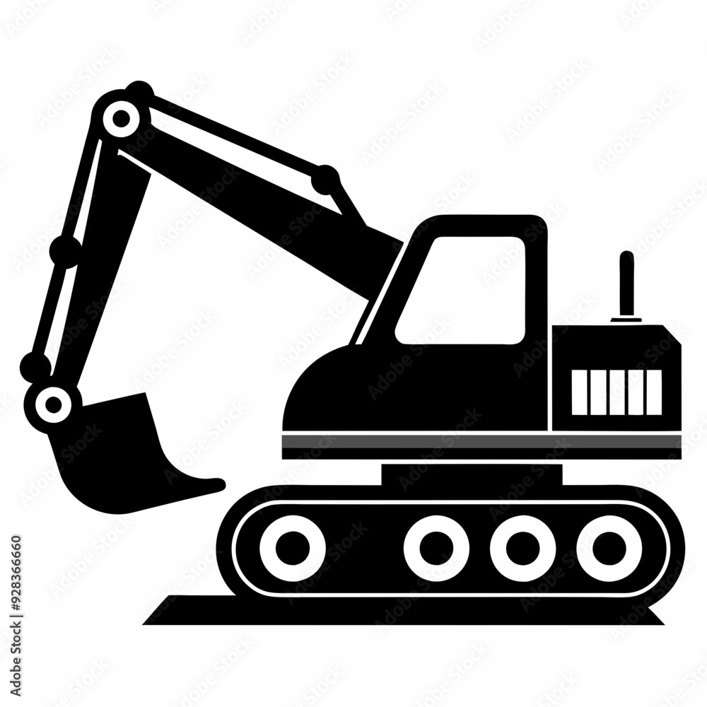 Excavator Black silhouette Excavator Black silhouette