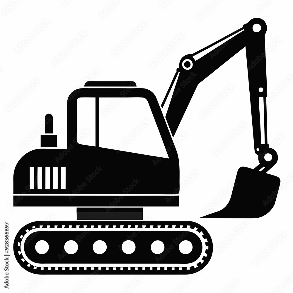 Excavator Black silhouette Excavator Black silhouette