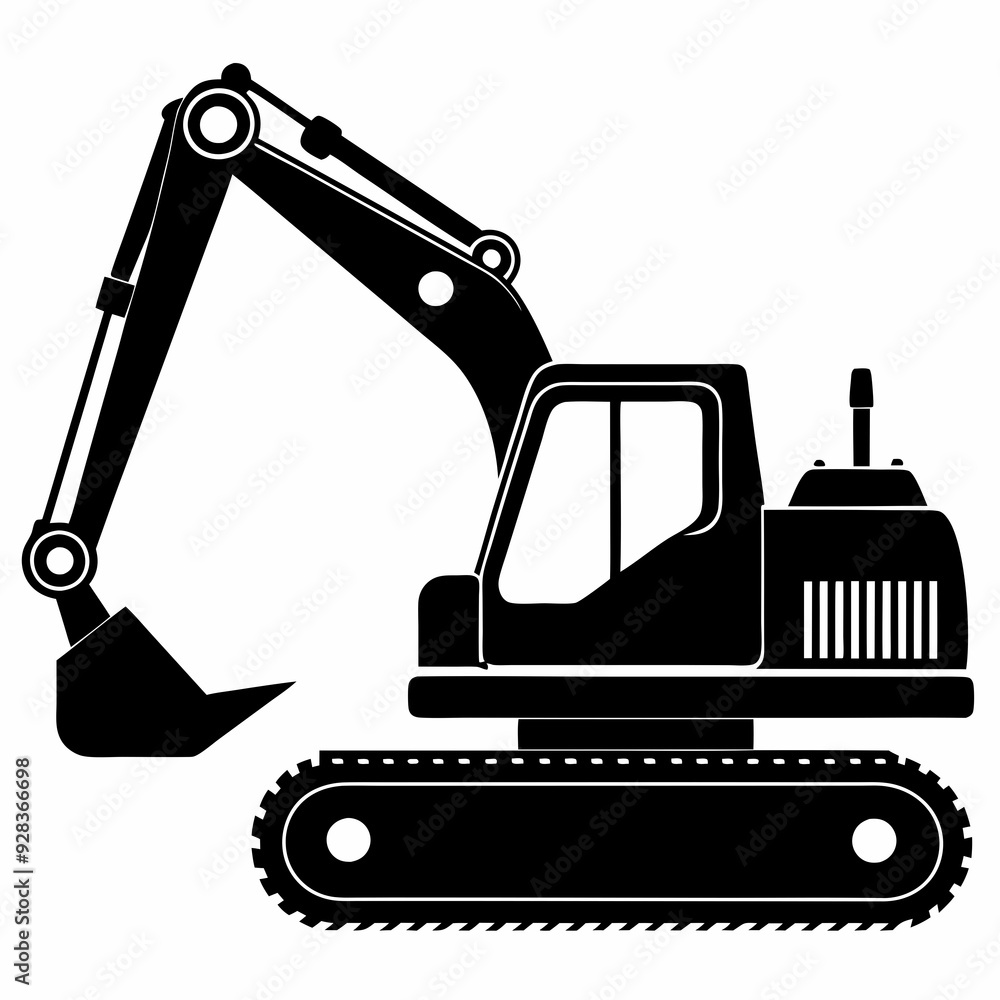 Excavator Black silhouette Excavator Black silhouette
