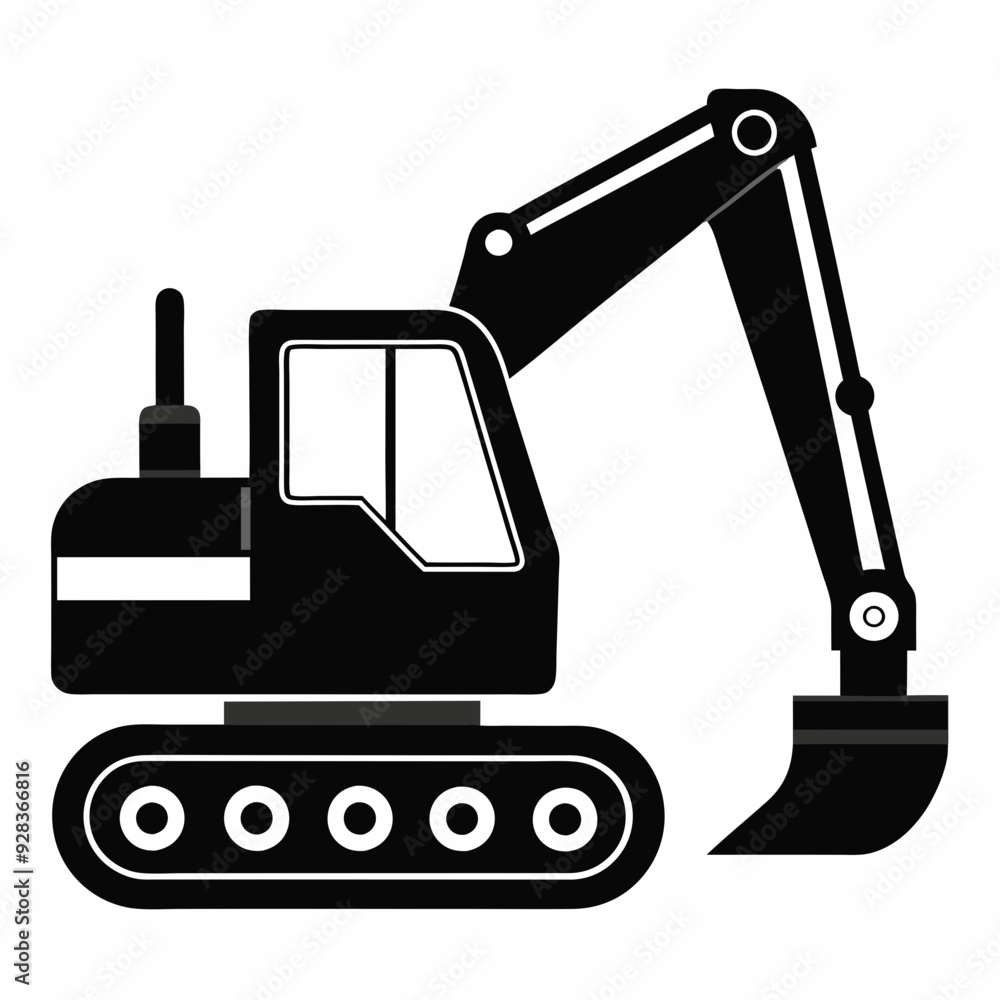 Excavator Black silhouette Excavator Black silhouette