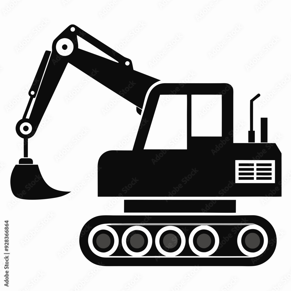 Excavator Black silhouette Excavator Black silhouette