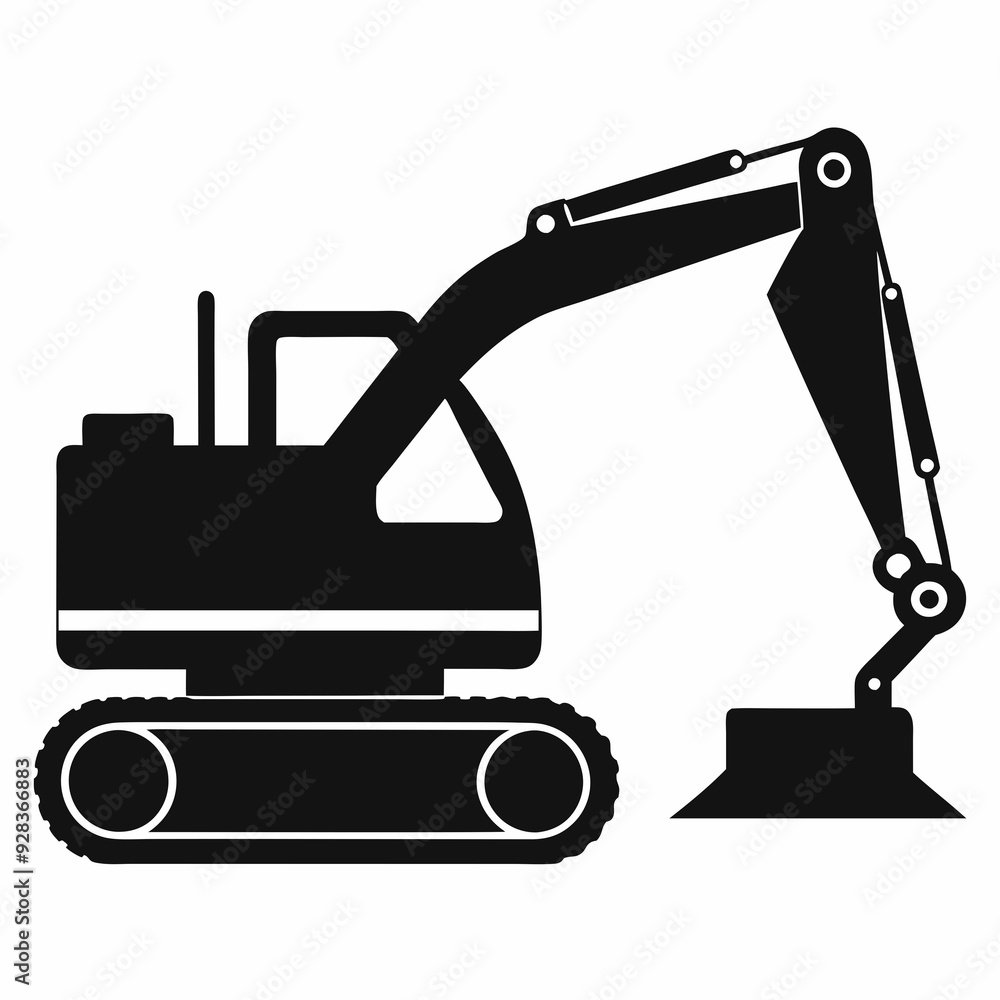Excavator Black silhouette Excavator Black silhouette