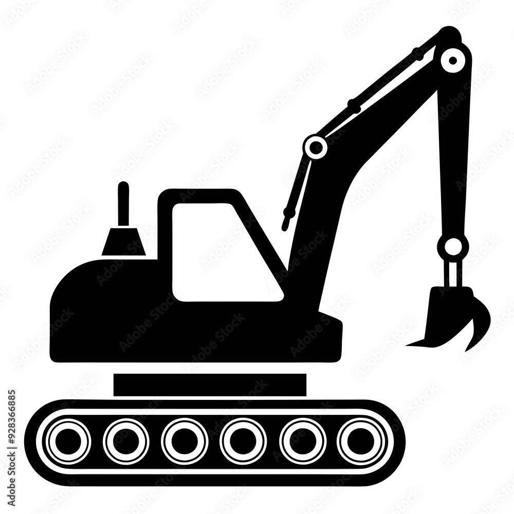 Excavator Black silhouette Excavator Black silhouette