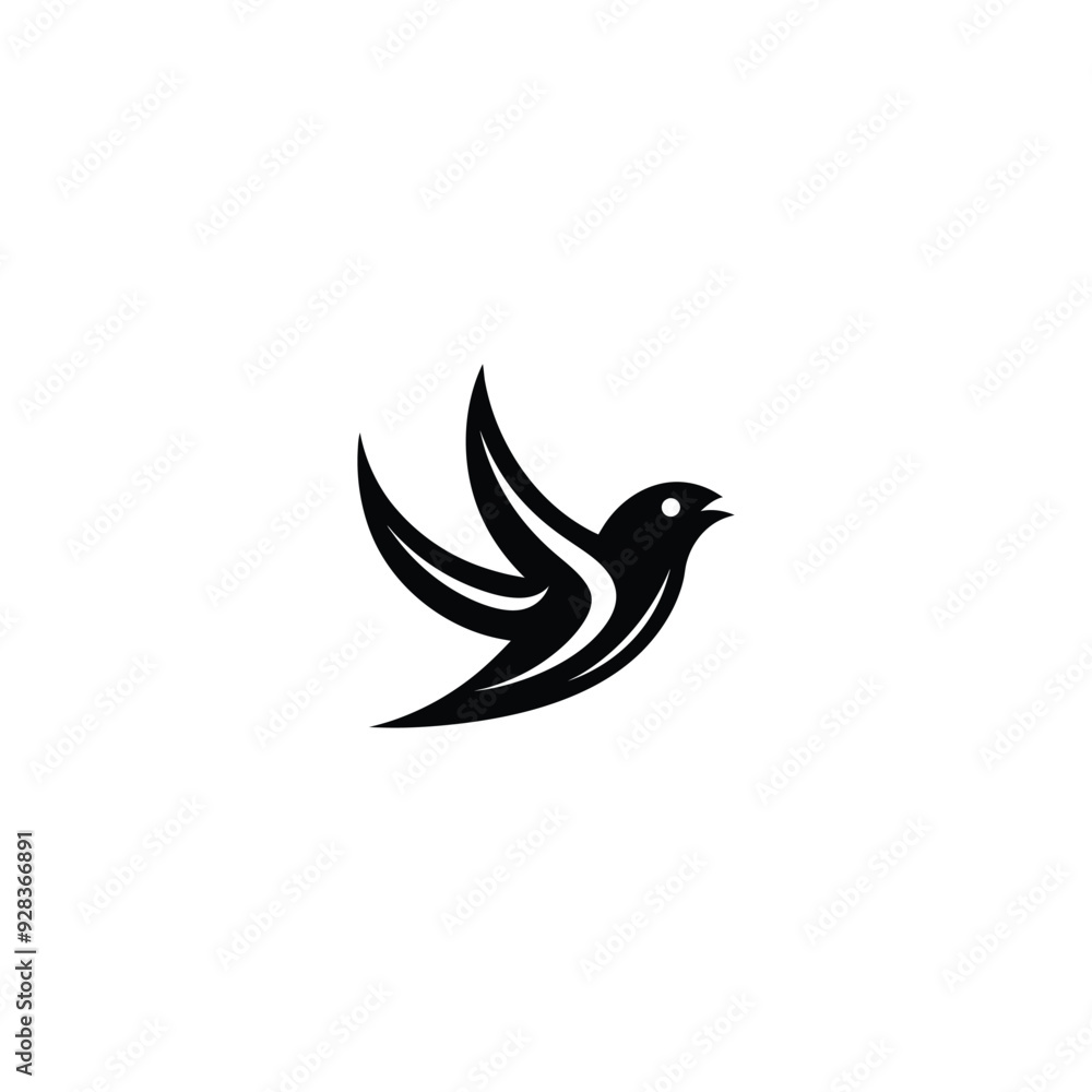 Flying bird silhouette on white background Flying bird silhouette on white background