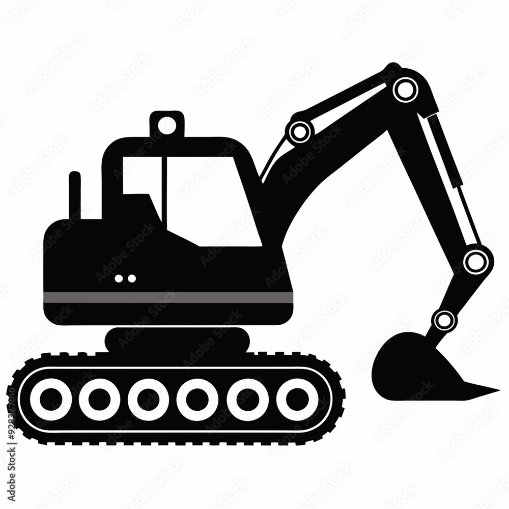 Excavator Black silhouette Excavator Black silhouette