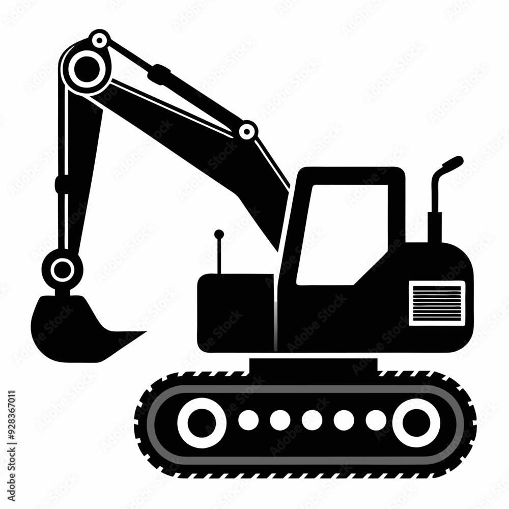 Excavator Black silhouette Excavator Black silhouette