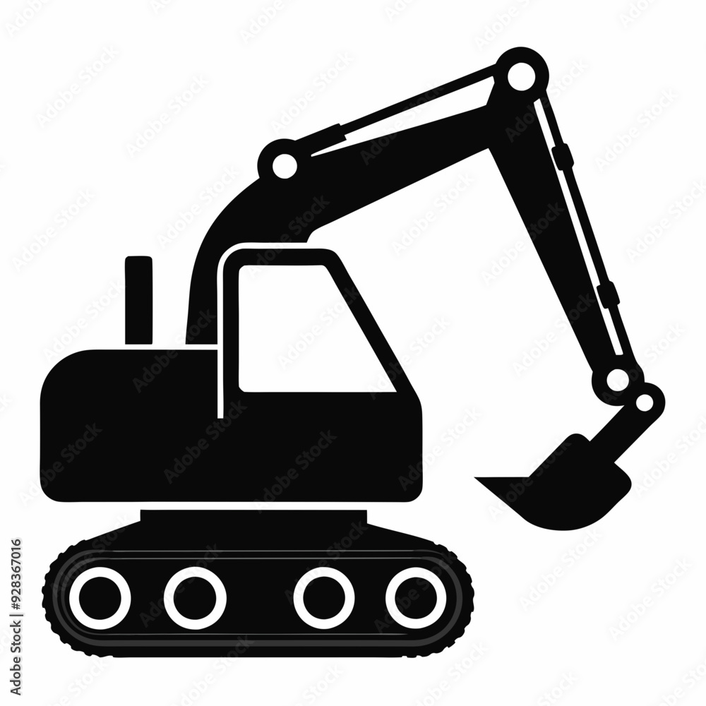 Excavator Black silhouette Excavator Black silhouette