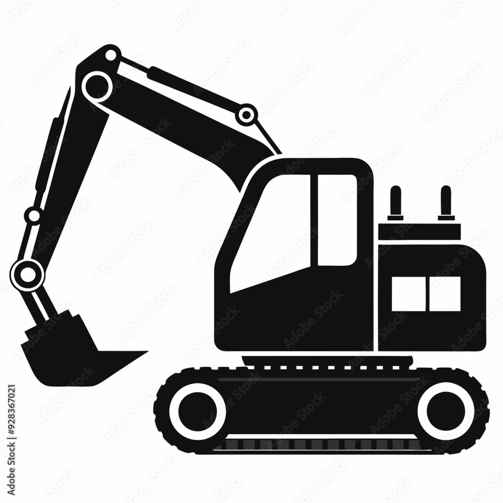 Excavator Black silhouette Excavator Black silhouette