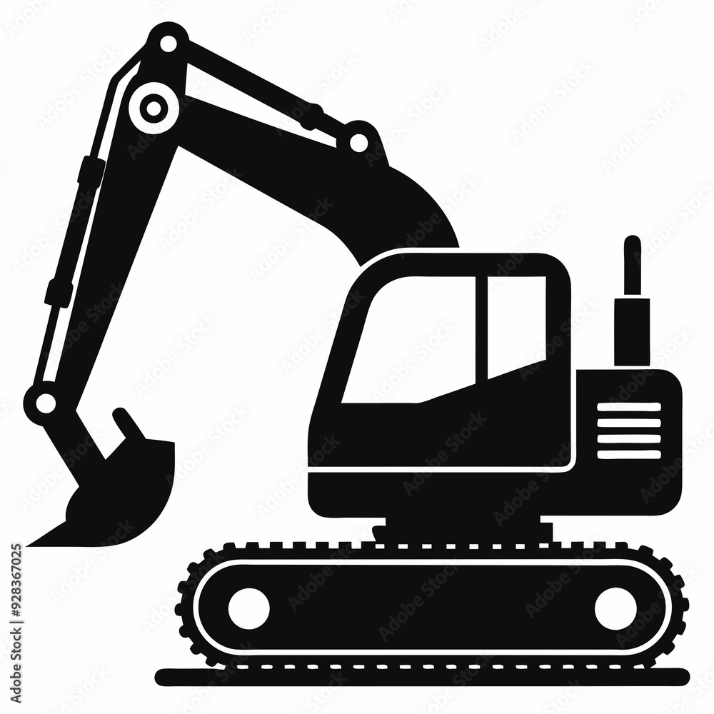 Excavator Black silhouette Excavator Black silhouette
